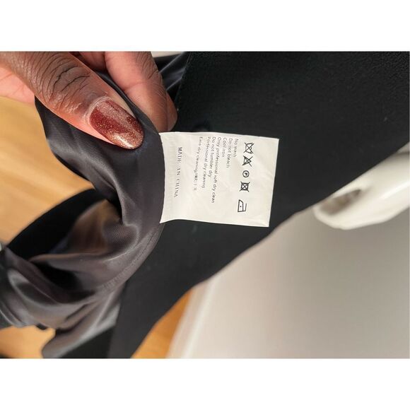 Black Baby Doll Bib Long Coat Sz XS 100% Wool Mushroom Bejeweled Buttons - Picture 10 of 11